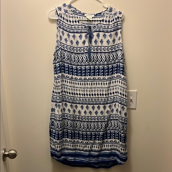 Beachlunchlounge Blue Kayla Tassel Shift Bohemian Casual Dress size large - Picture 1 of 8